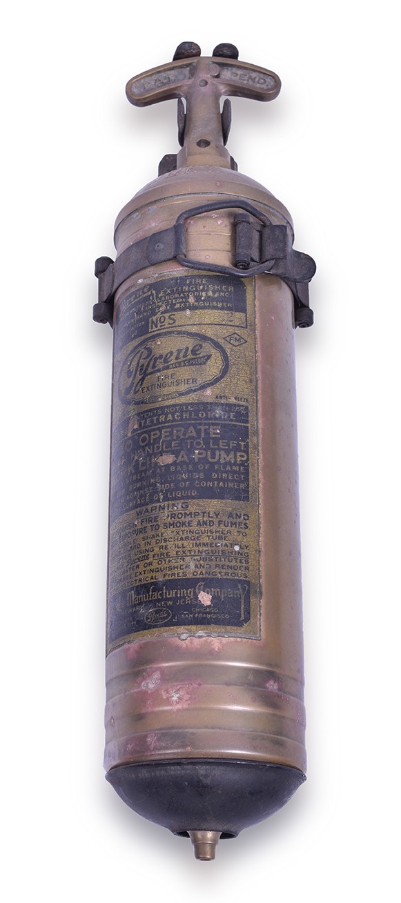 10 - Burlington Railroad Brass Pyrene Fire Extinguisher thumbnail