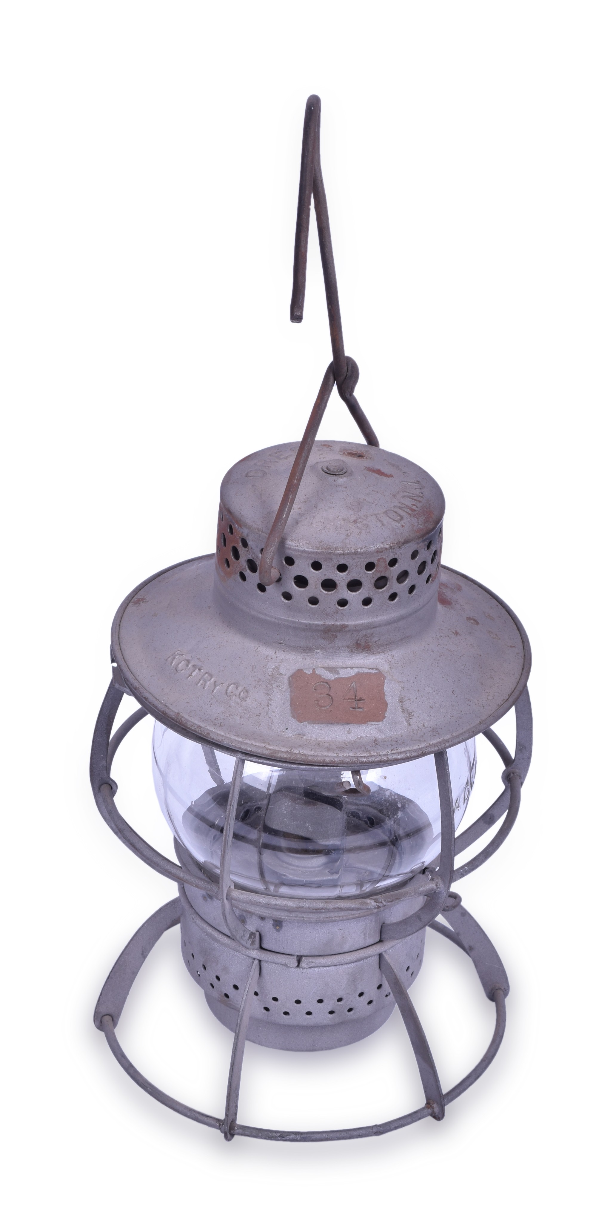 17 - Dressel Kansas City Terminal Railway Clear Globe Lantern with Number Tag thumbnail