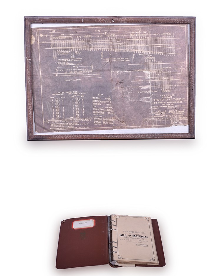 27 - CB&Q / Burlington Railroad Standard Bill of Materials for Turnouts Book and Framed Turnout Plan thumbnail