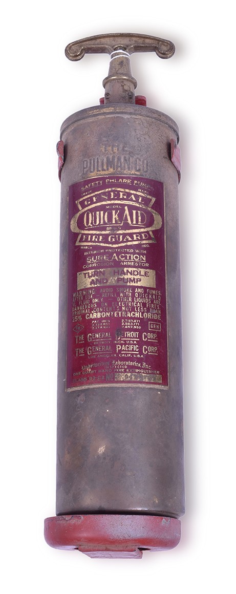 40 - General Fire Guard Pullman Co. Brass Fire Extinguisher w/ Wall Mount thumbnail