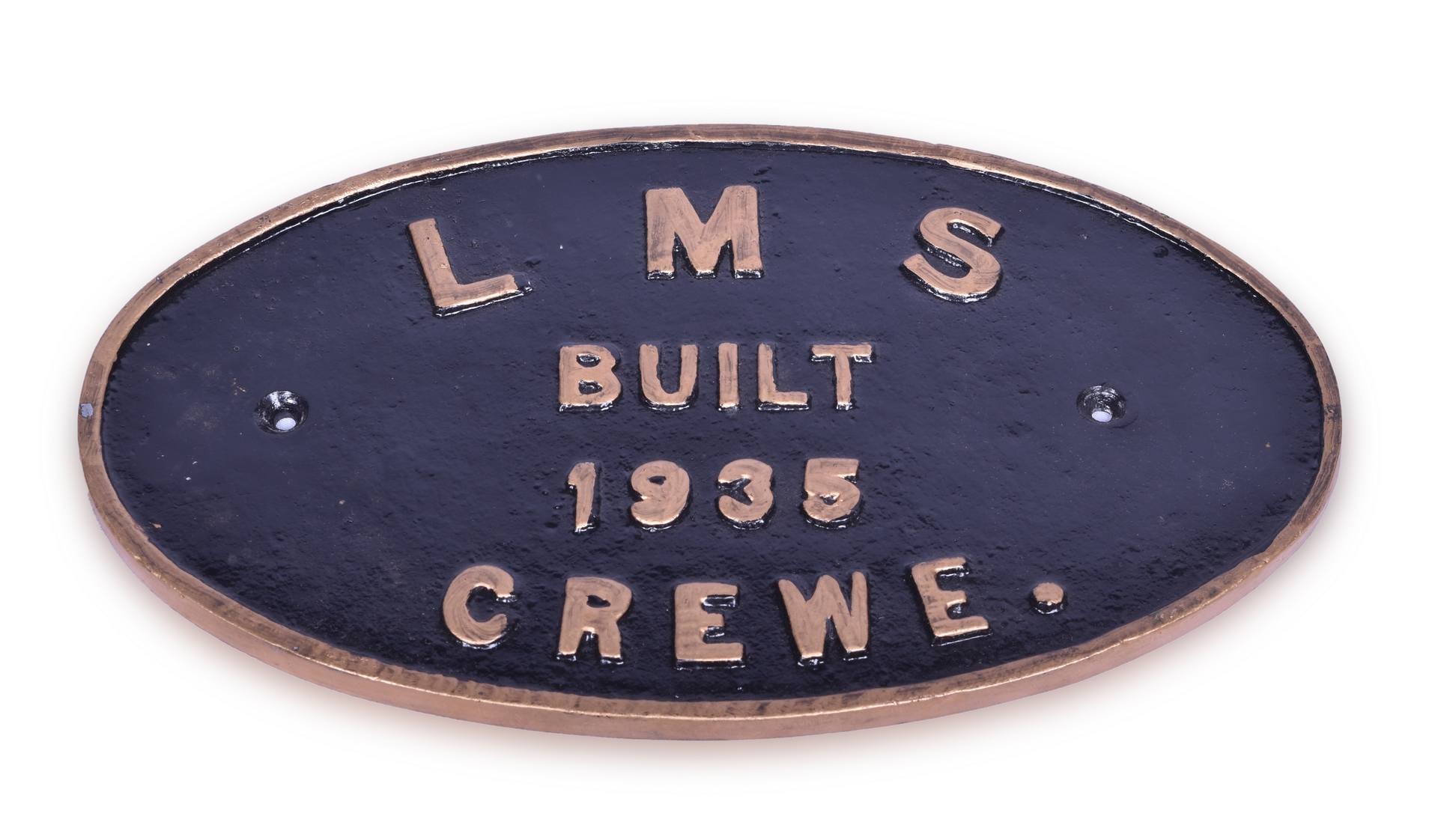 58A - Reproduction Aluminum LMS Crewe 1935 Locomotive Builders Plate thumbnail