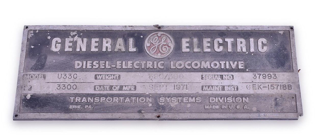 58 - General Electric U33C Burlington Northern #5756 Builders Plate thumbnail