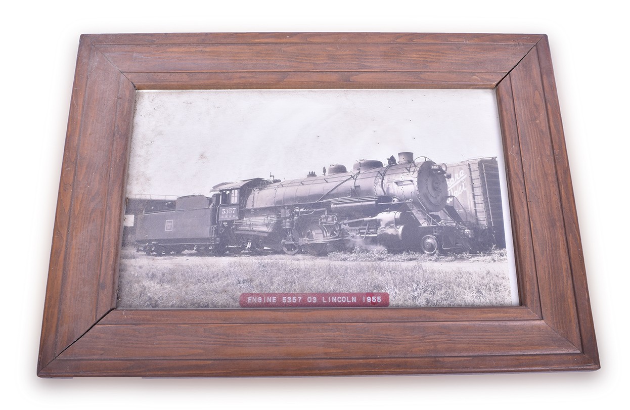 59 - CB&Q / Burlington #5357 2-8-2 Steam Locomotive - Framed 1955 Photograph - Lincoln, Nebraska thumbnail