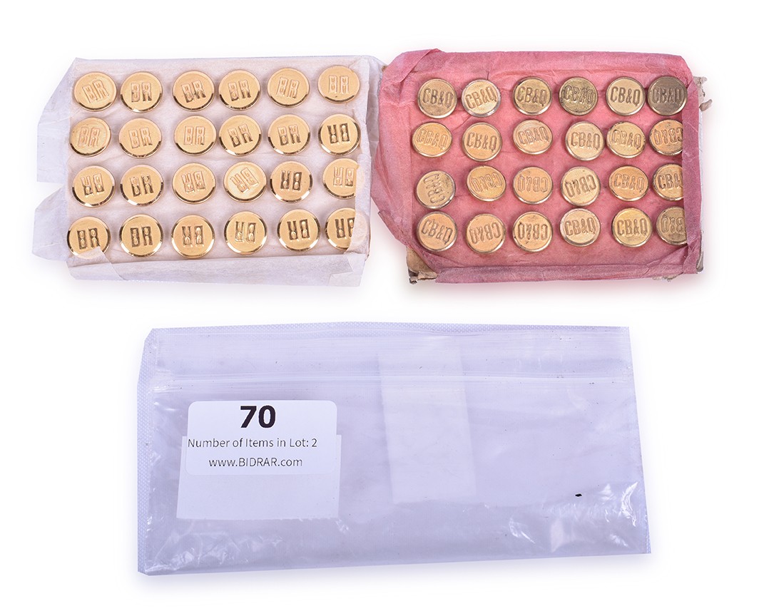 70 - 48 CB&Q / Burlington Conductor Uniform Buttons on Original Card thumbnail