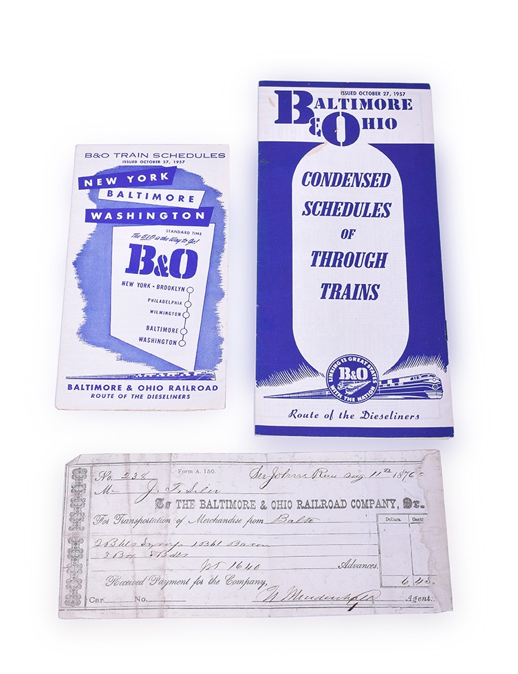 107 - Baltimore and Ohio 1876 Freight Receipt and Later Timetables thumbnail