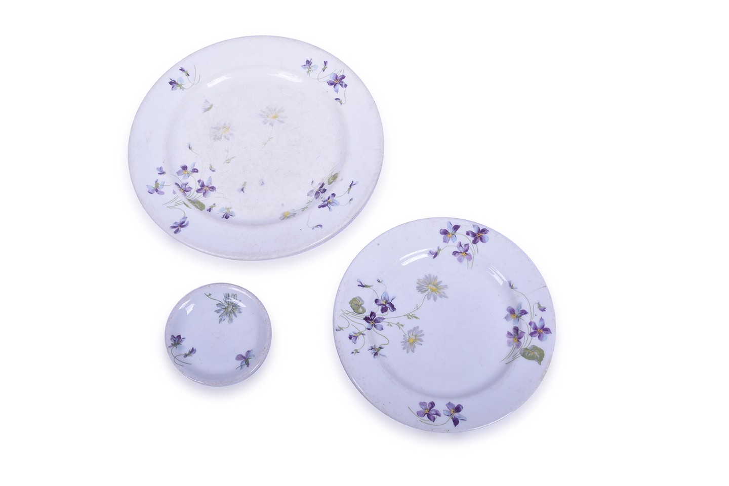 110 - Three CB&Q / Burlington Marked Violets & Daisies Buffalo & Syracuse Plates - 7