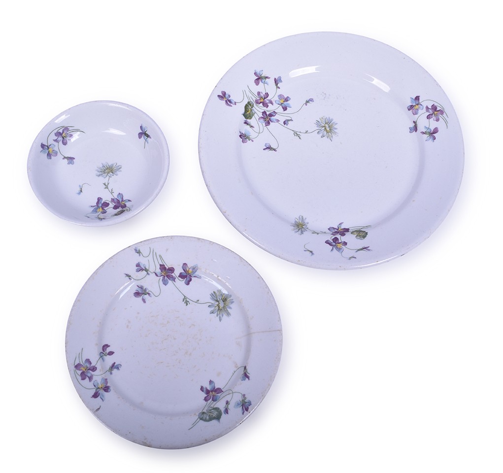 111 - Three Pieces of CB&Q / Burlington Marked Violets & Daisies Buffalo China - 5