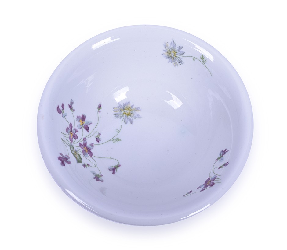 112 - CB&Q / Burlington Marked Violets & Daisies Buffalo China - 7 1/8