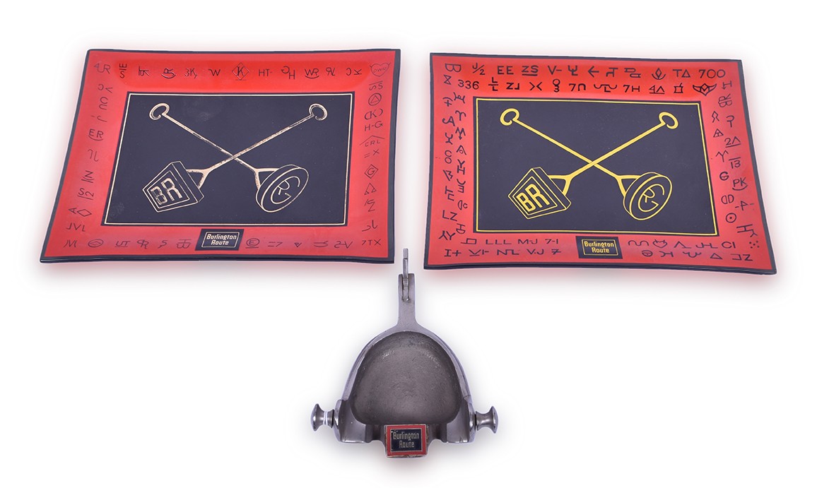 130 - CB&Q / Burlington Spur Ashtray and Two Variations of Branding Iron Candy Dish / Ash Tray thumbnail