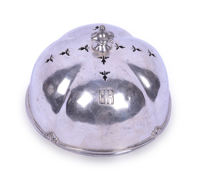 134 - Reed and Barton Silver Soldered Burlington Route Food Dome Cover thumbnail