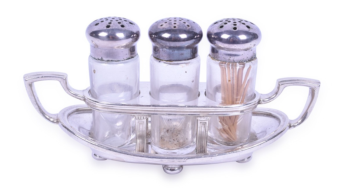 140 - Reed and Barton / Burlington Railroad Salt / Pepper / Other Caddy thumbnail