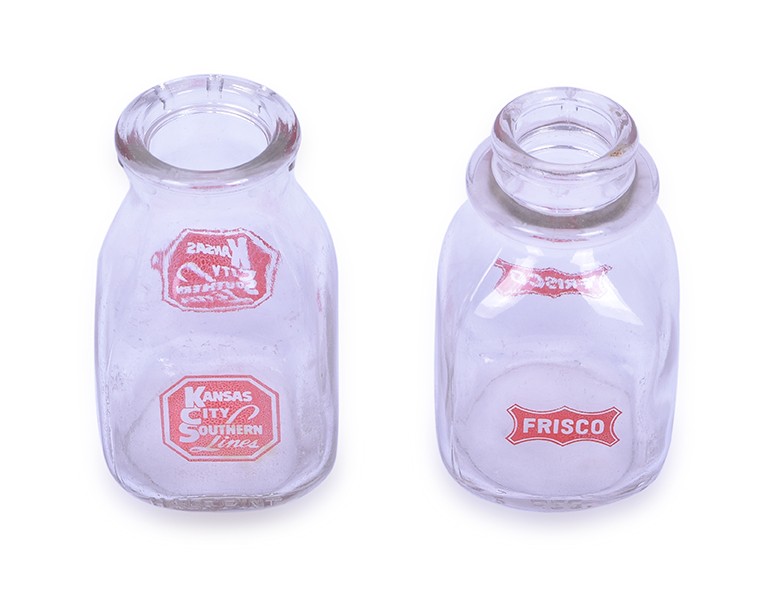 159 - Frisco and Kansas City Southern Railroad Half Pint Glass Milk Bottles thumbnail