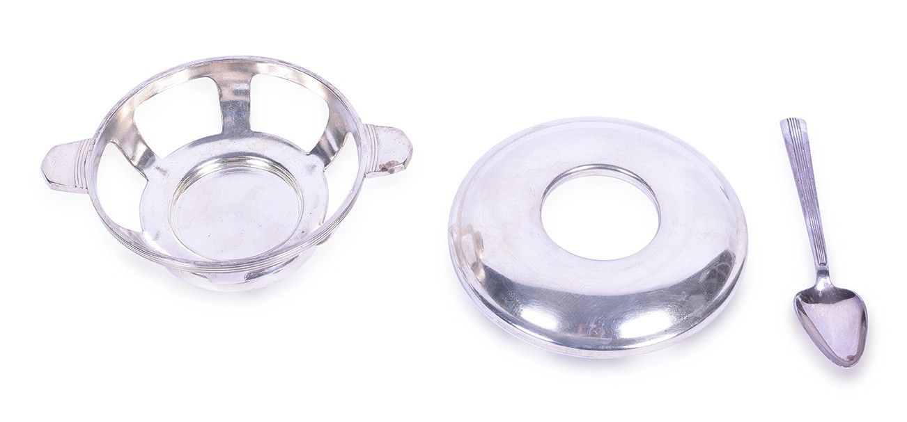 160 - International Silver Co. Silver Soldered California Zephyr Grapefruit Server Frame, Collar, and Spoon thumbnail