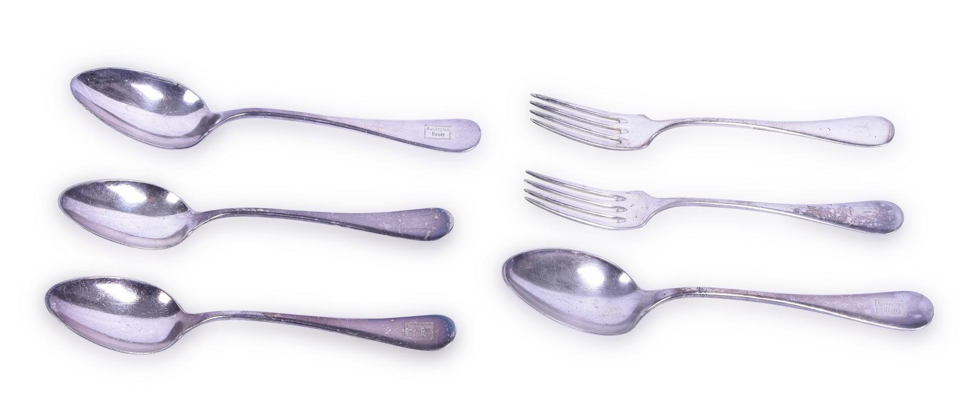 166 - Six Pieces of Burlington Route / CB&Q Reed and Barton Silverware thumbnail