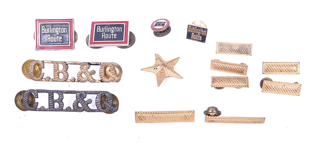 221 - CB&Q / Burlington Railroad Uniform Pins, Star, and Bars thumbnail