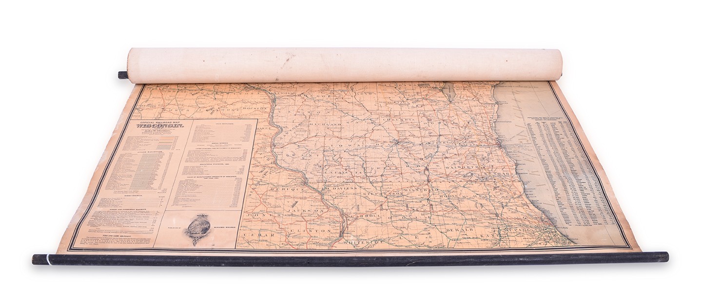 252 - 1904 Knell Publishing Official Wisconsin Railroad Map thumbnail