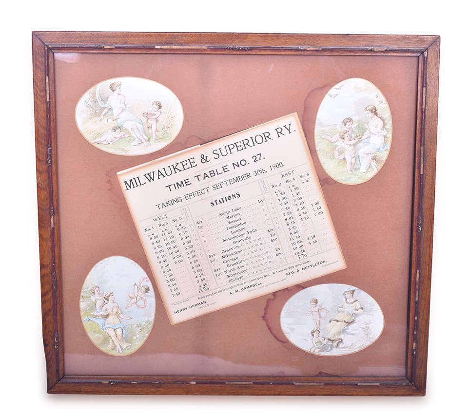 259 - Milwaukee & Superior Railway September 30. 1900 Framed Timetable thumbnail