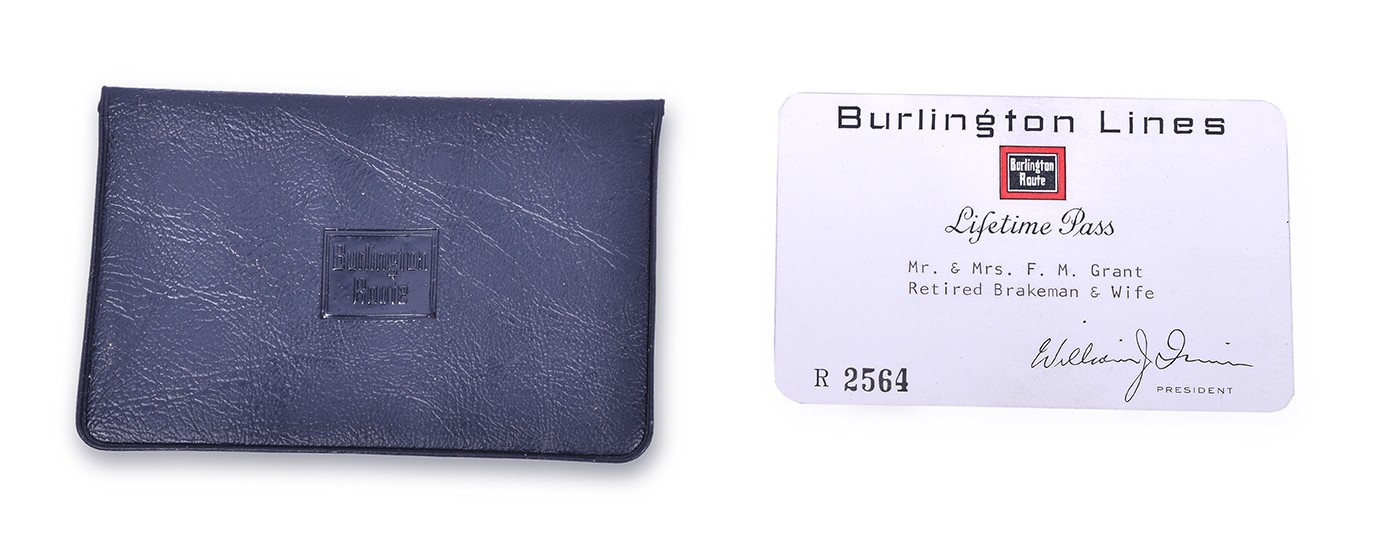 272 - Burlington Route / CB&Q Railroad Lifetime Pass w/ Original Embossed Pass Holder thumbnail