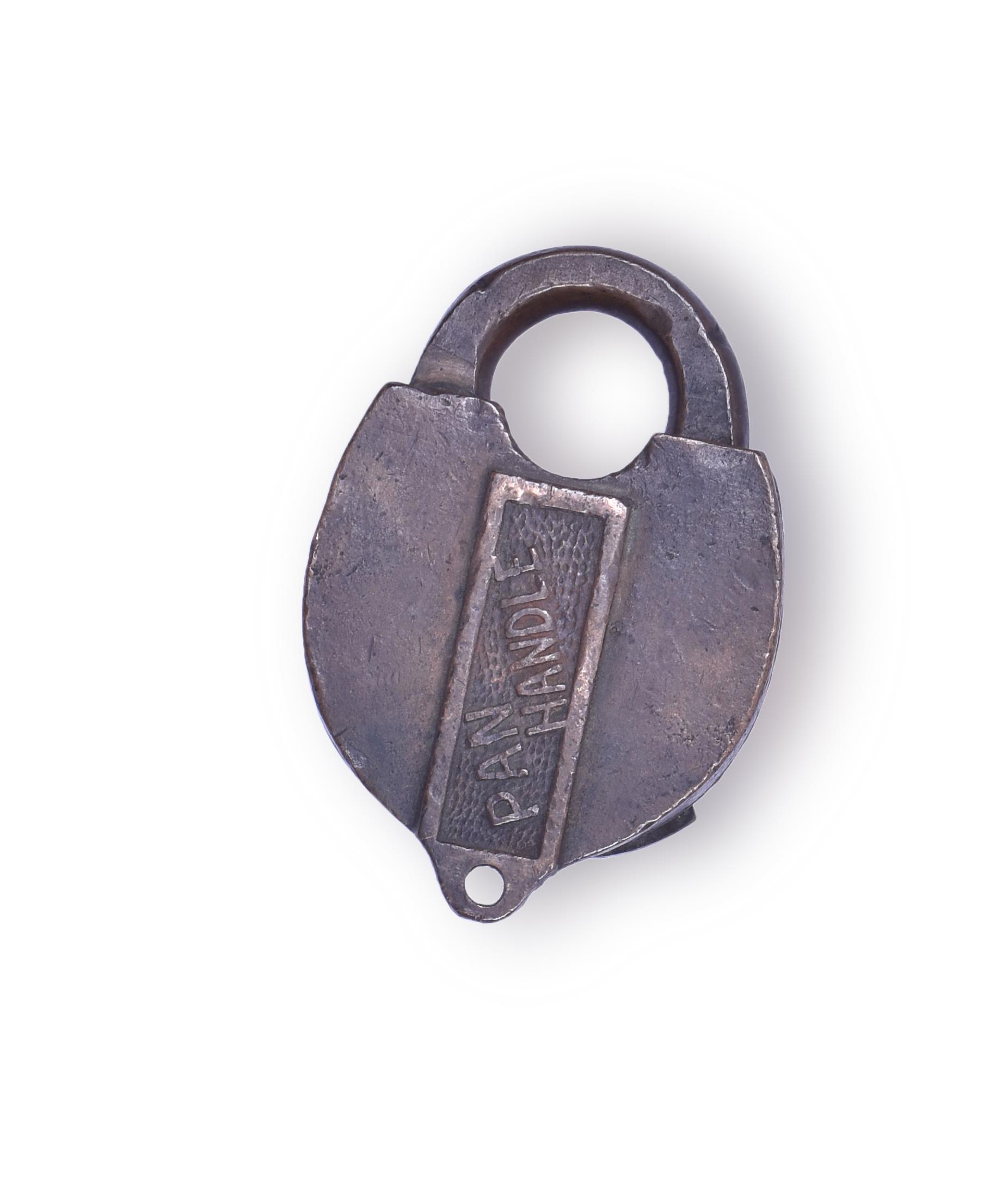 285 - Slaymaker Pan Handle Railroad Brass Lock w/ Key thumbnail