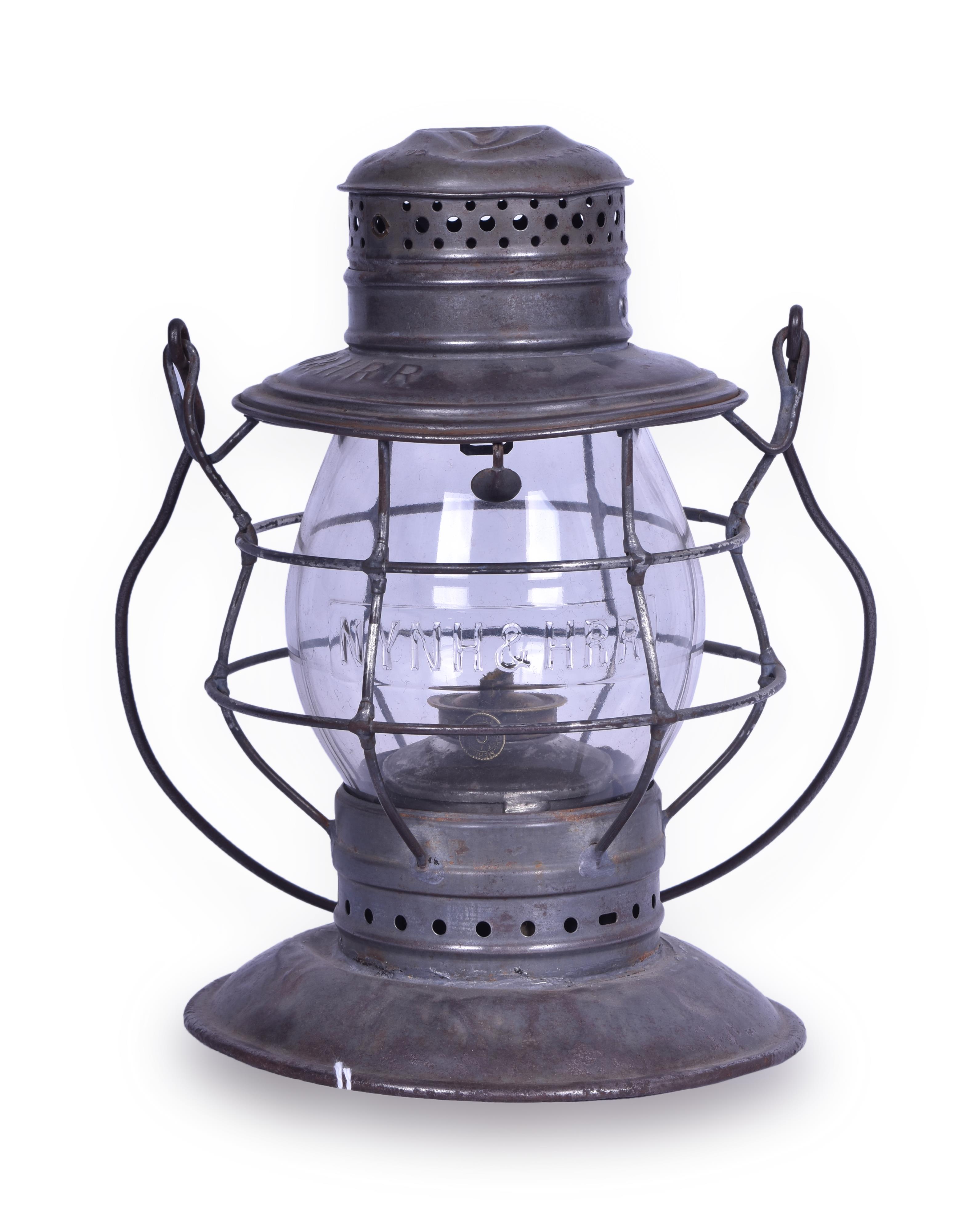 286 - R.R. Signal Lamp & Lantern Co. New York, New Haven, & Hartford Railroad Tall Globe Lantern w/ Cast Initial Globe thumbnail