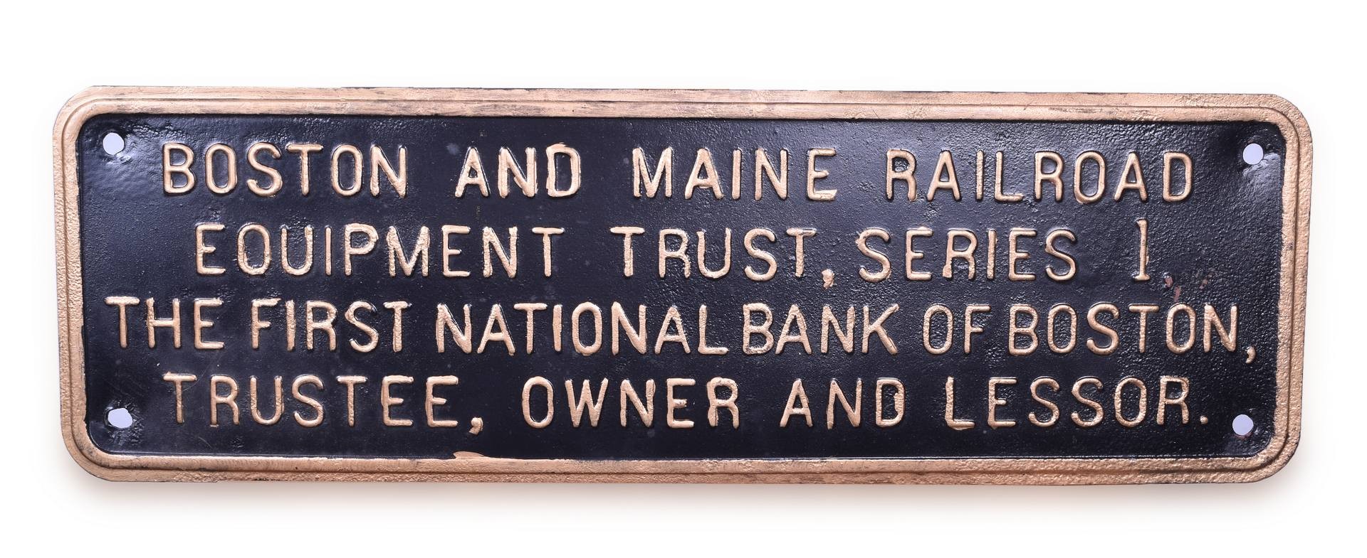 294 - Boston and Maine Railroad Metal Embossed Trust Plate thumbnail