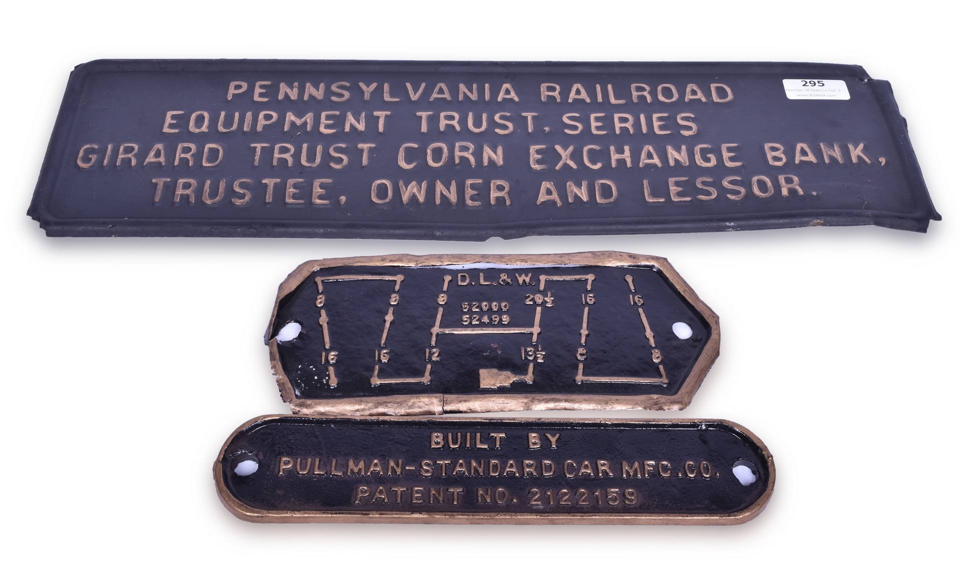 295 - Restored Pullman Standard Car Builders Plate, Pennsylvania Trust Plate, and D&LW Brake Diagram thumbnail