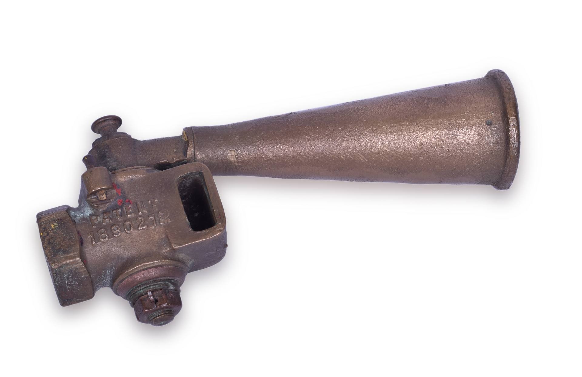 296 - Sherburn Co. Brass Railroad Caboose Whistle w/ Trumpet End thumbnail