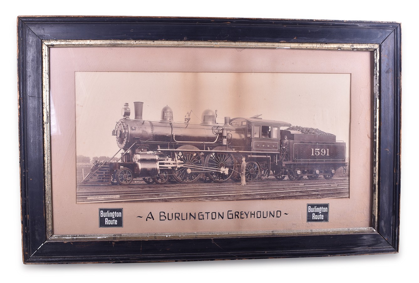 327 - CB&Q / Burlington 4-4-2 Greyhound Builders Photograph Framed thumbnail