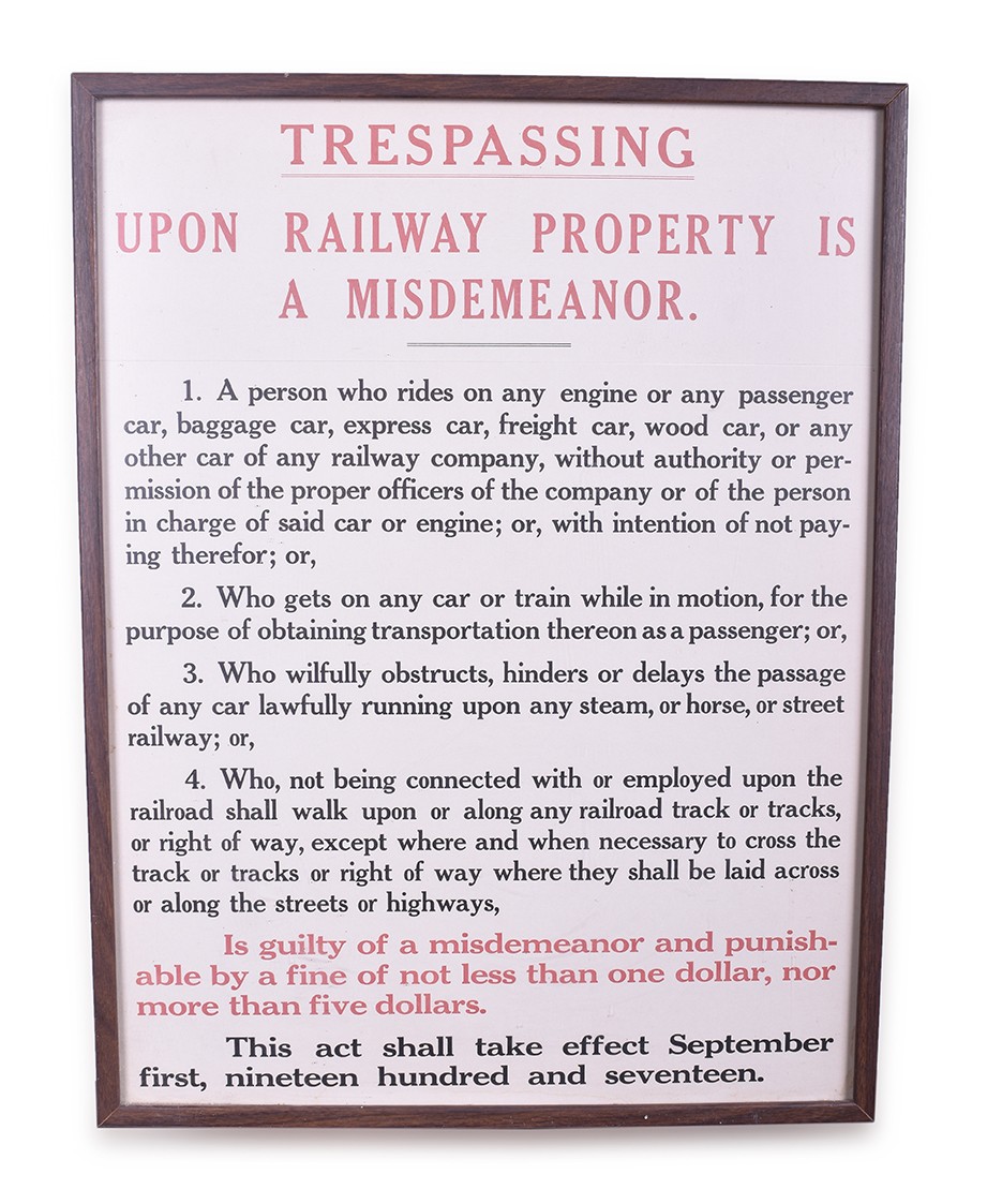 345 - 1917 Trespassing on Railway Property is a Misdemeanor Poster thumbnail