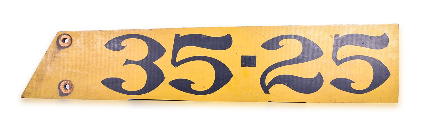 350 - Illinois Terminal Railroad Wooden Angled Speed Reduction Sign thumbnail