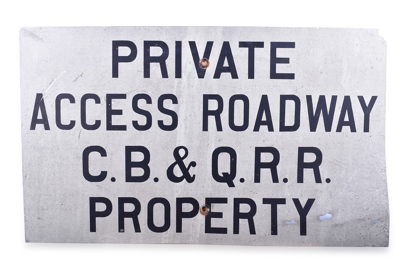 374 - CB&Q / Burlington Railroad - Private Access Roadway Sign thumbnail