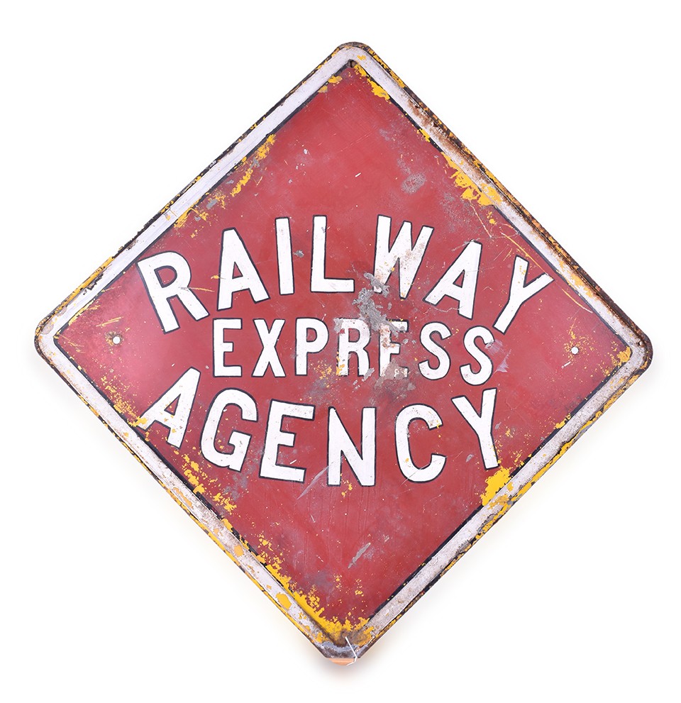 376 - Hand Painted Steel Railway Express Agency Sign thumbnail