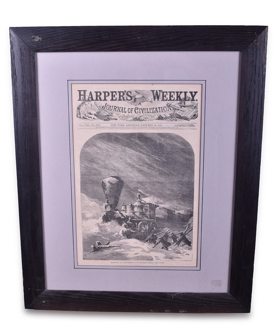 377 - Harper's Weekly January 23, 1864 Featuring Michigan Central Railroad Snow Storm - Framed thumbnail