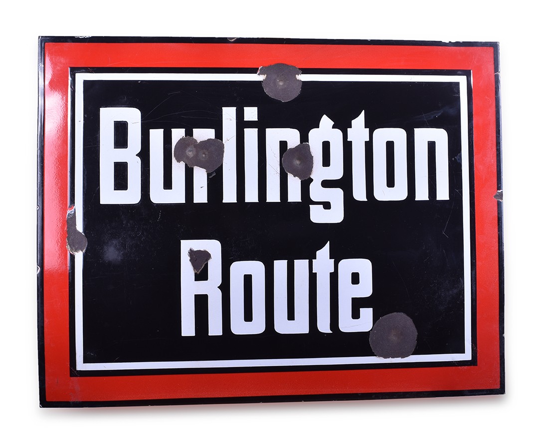 380 - Burlington Route / CB&Q Railroad Porcelain Herald Sign thumbnail