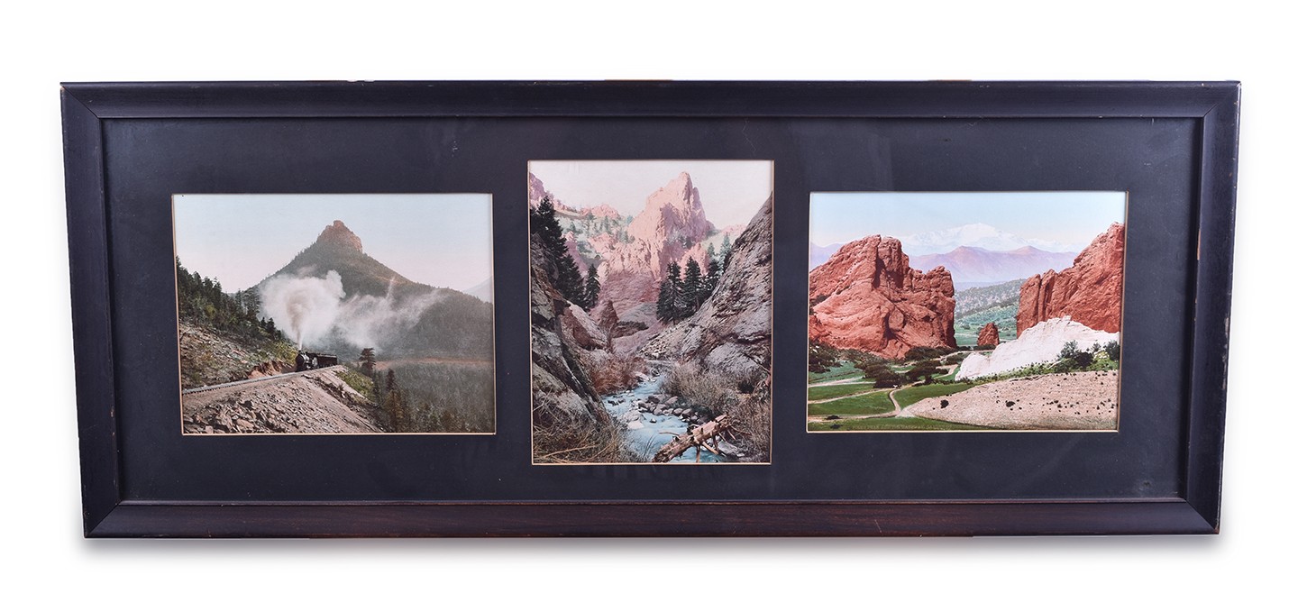 381 - Three Detroit Photography Company Framed Photochromos - Pikes Peak, South Cheyenne Canyon, Unknown thumbnail