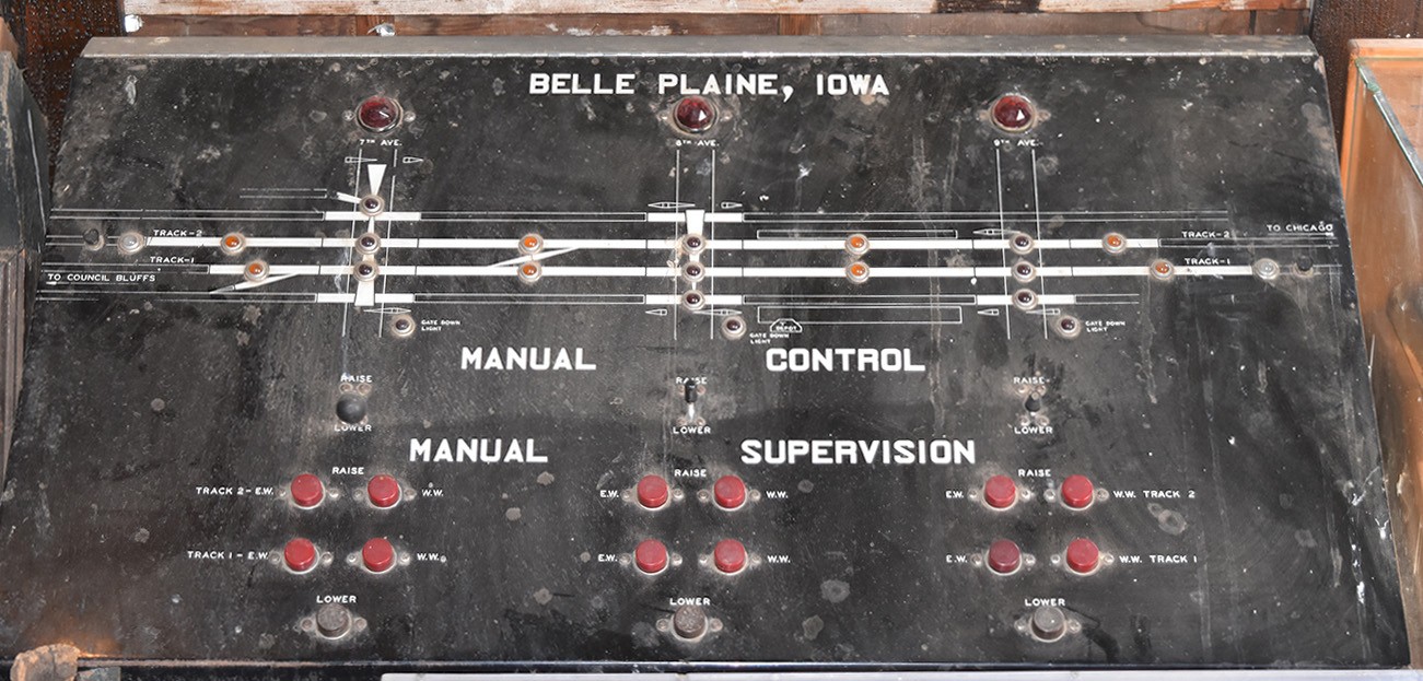 452 - Griswold Railroad Crossing Control Panel from Belle Plaine, Iowa thumbnail