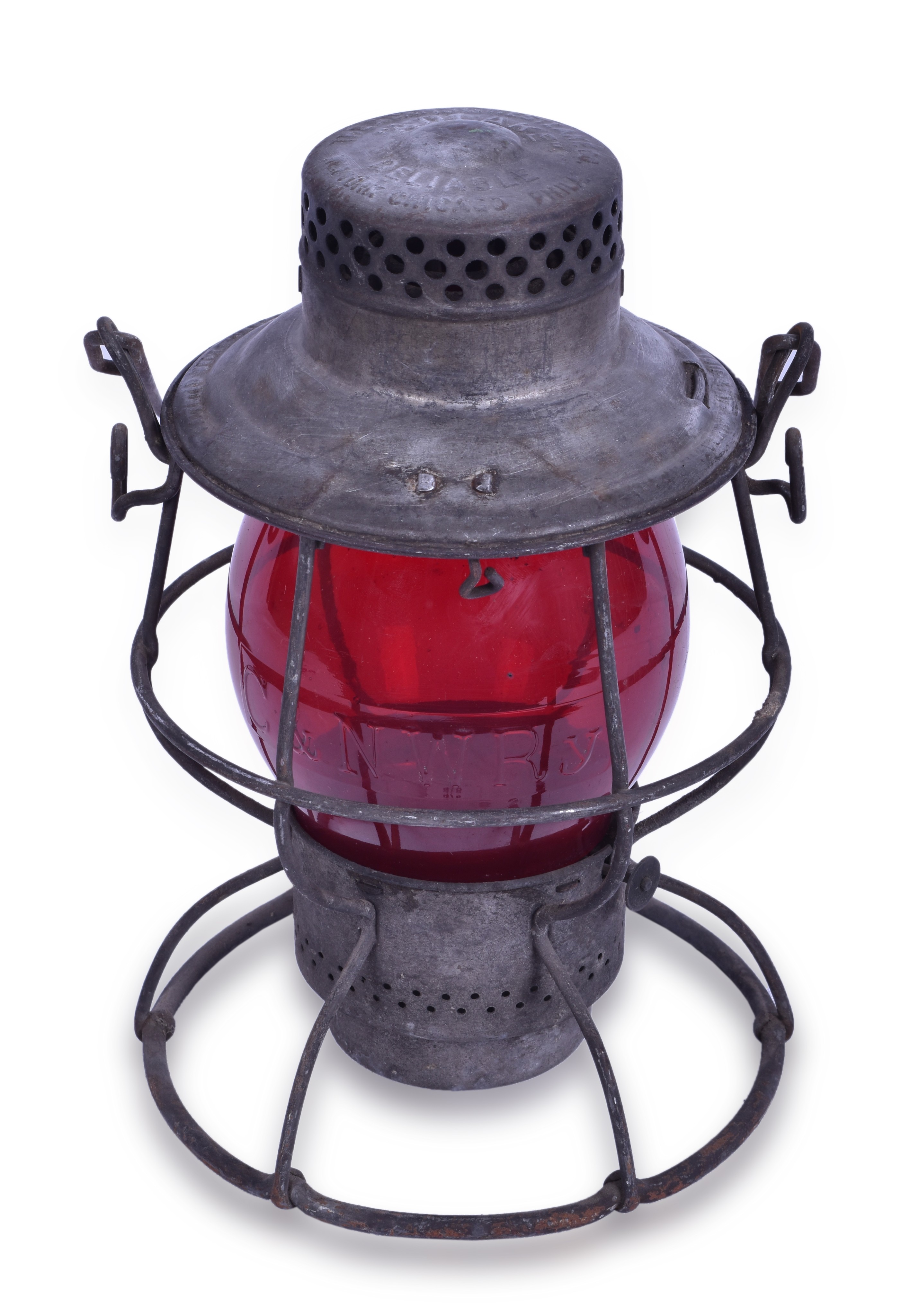 470 - Adlake Reliable Red Globe Chicago and Northwestern Railroad Lantern thumbnail
