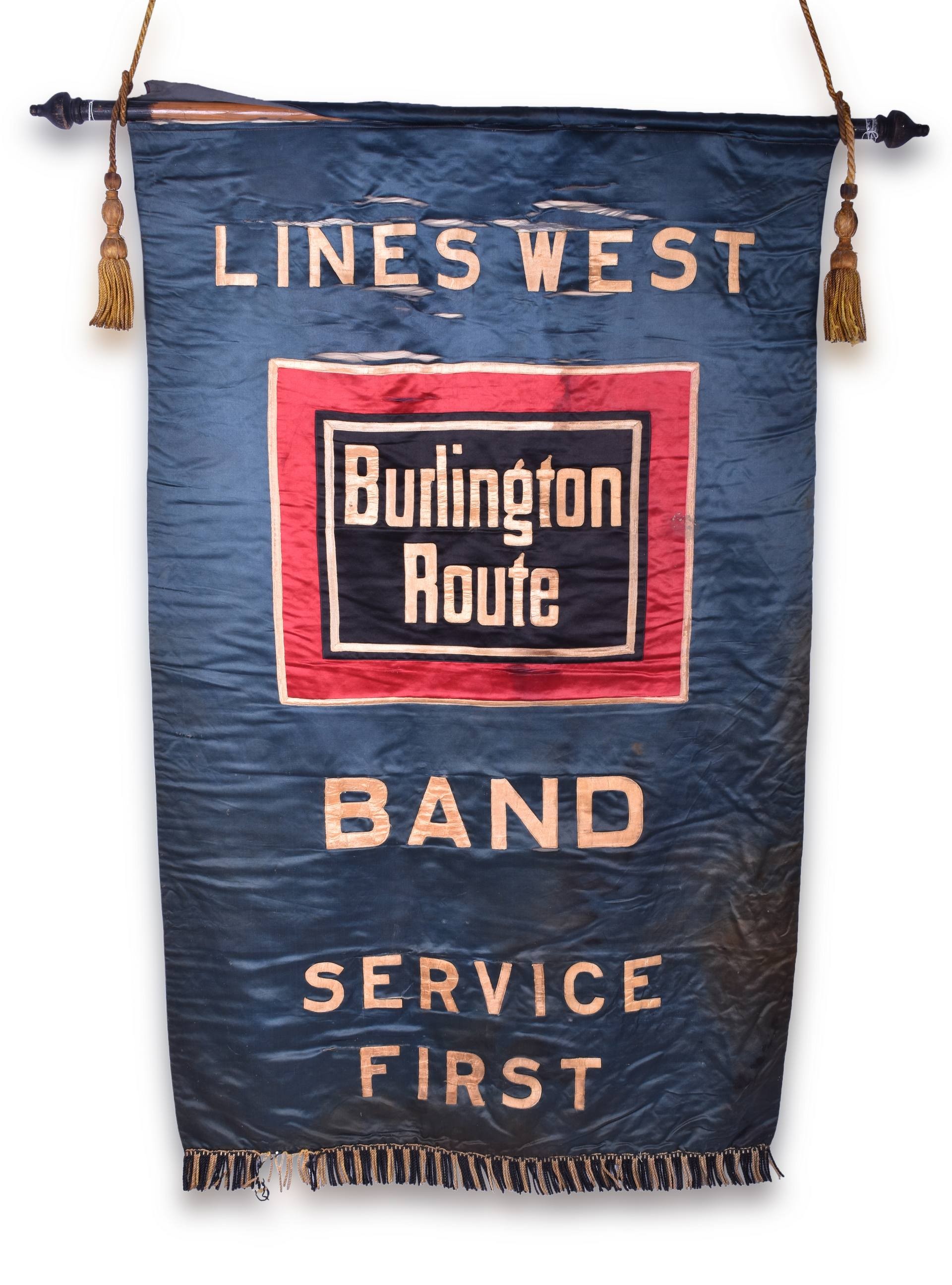480 - Burlington / CB&Q Marching Band Banner, Drum Major Baton, and Photograph thumbnail