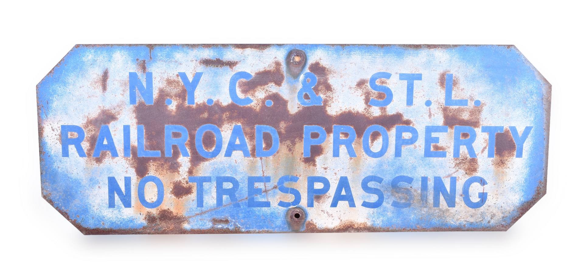 489 - Nickel Plate Railroad Steel No Trespassing Sign thumbnail