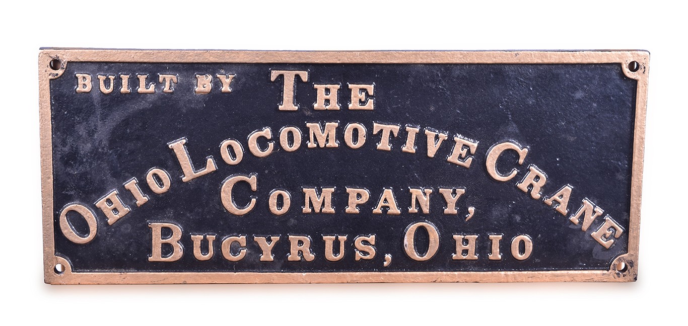 491 - Ohio Locomotive Crane Company Cast Iron Builders Plate thumbnail