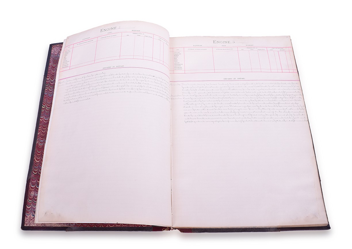 496 - Burlington & Missouri River Railroad 1886 Record of Locomotive Repair Book thumbnail