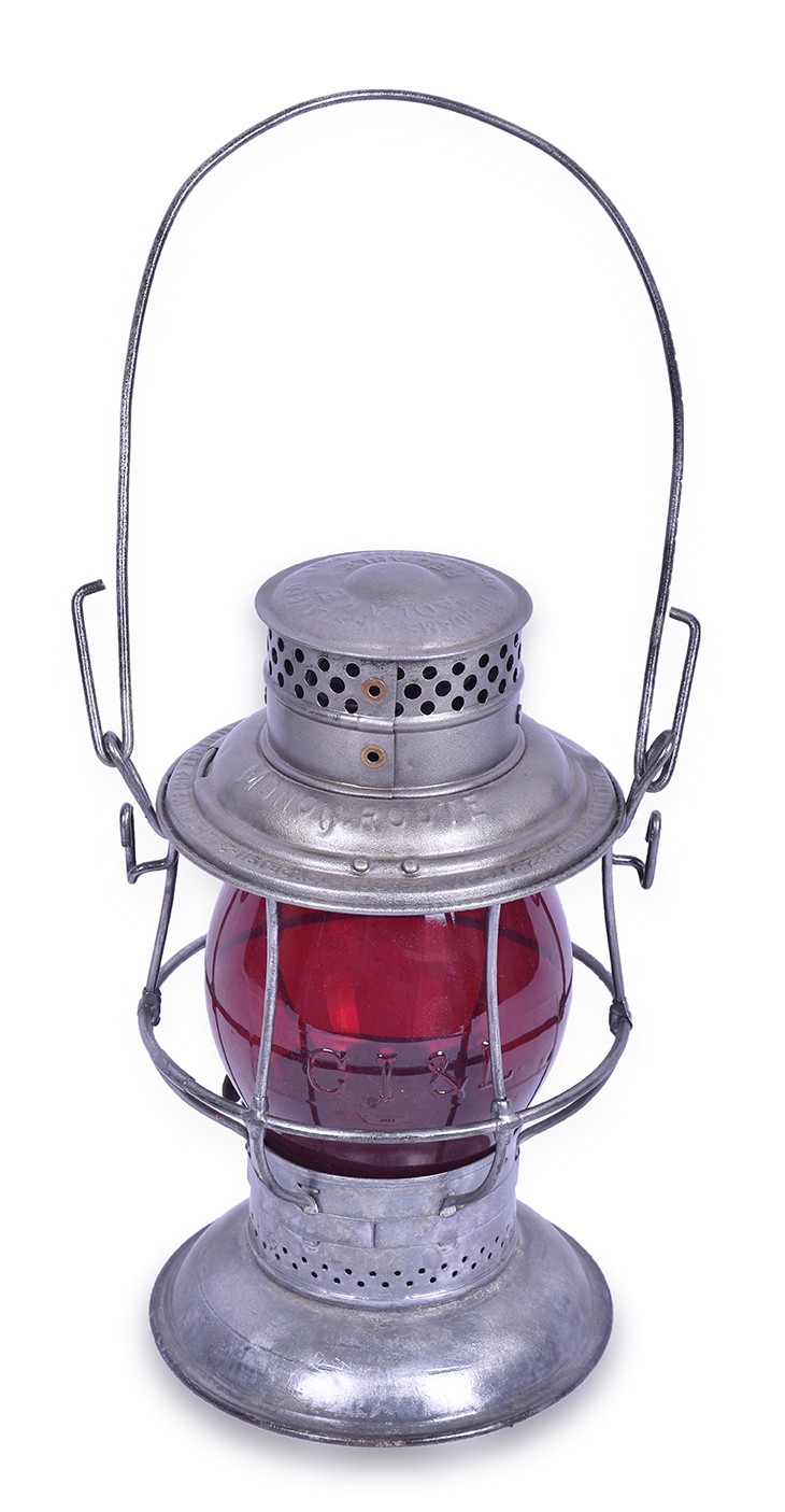 501 - Adlake Reliable Monon Railroad Red Globe Bell Bottom Lantern thumbnail