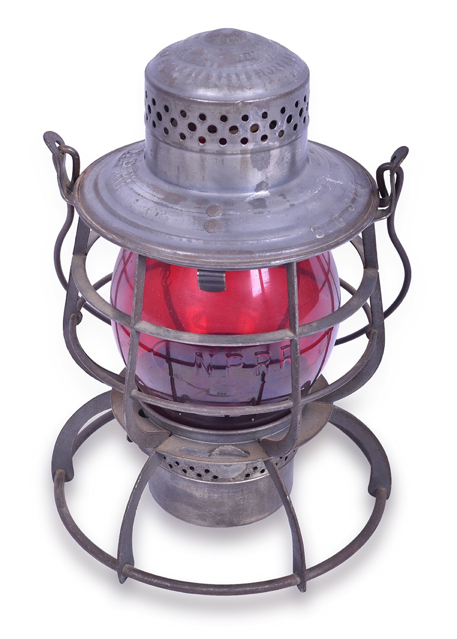 505 - Armspear No.3 Double Guard Northern Pacific Railway Lantern w/ Cast Red Globe thumbnail
