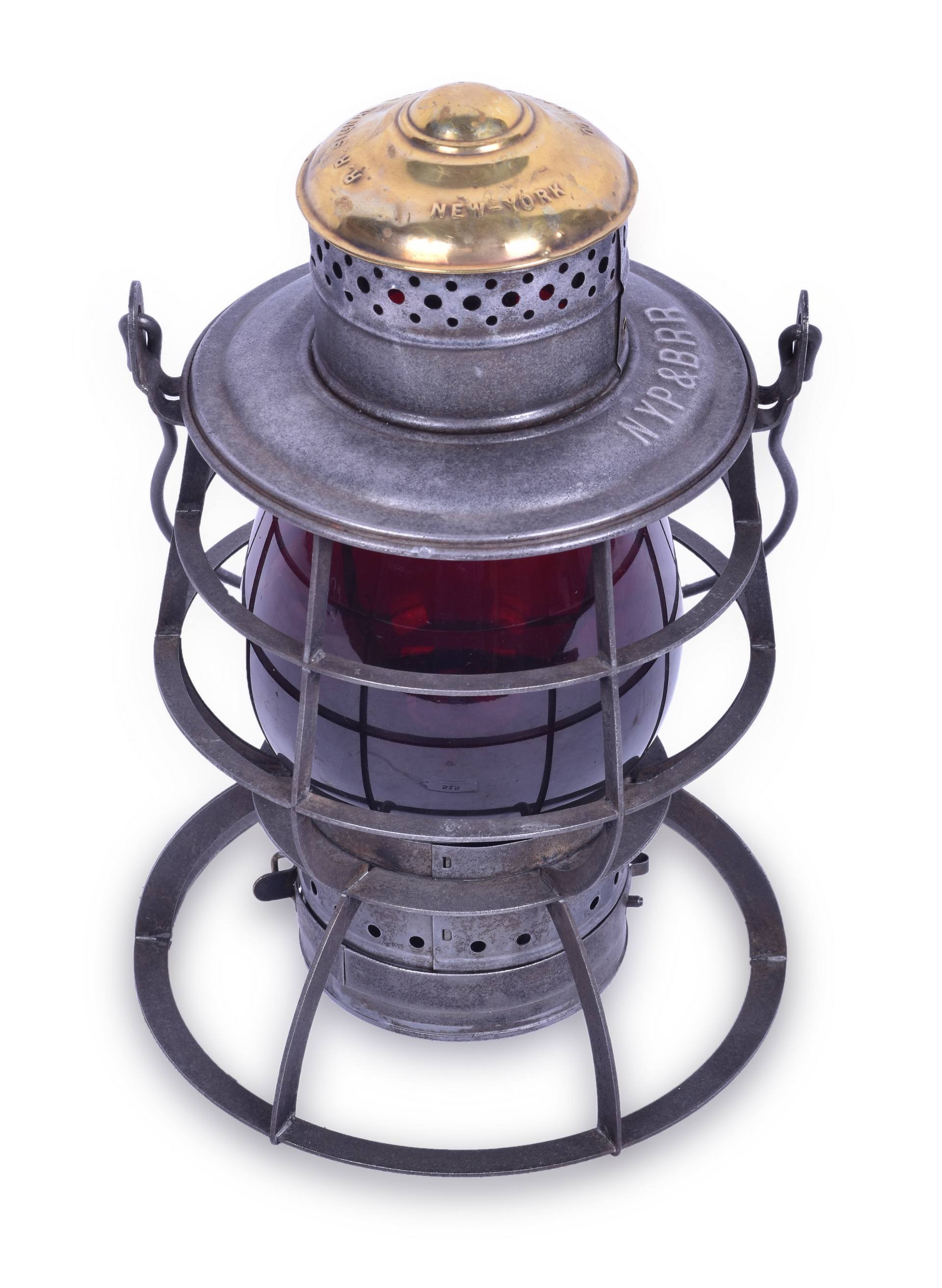 515 - Railroad Signal Lamp & Lantern New York, Providence and Boston Railroad Brass Top Lantern thumbnail