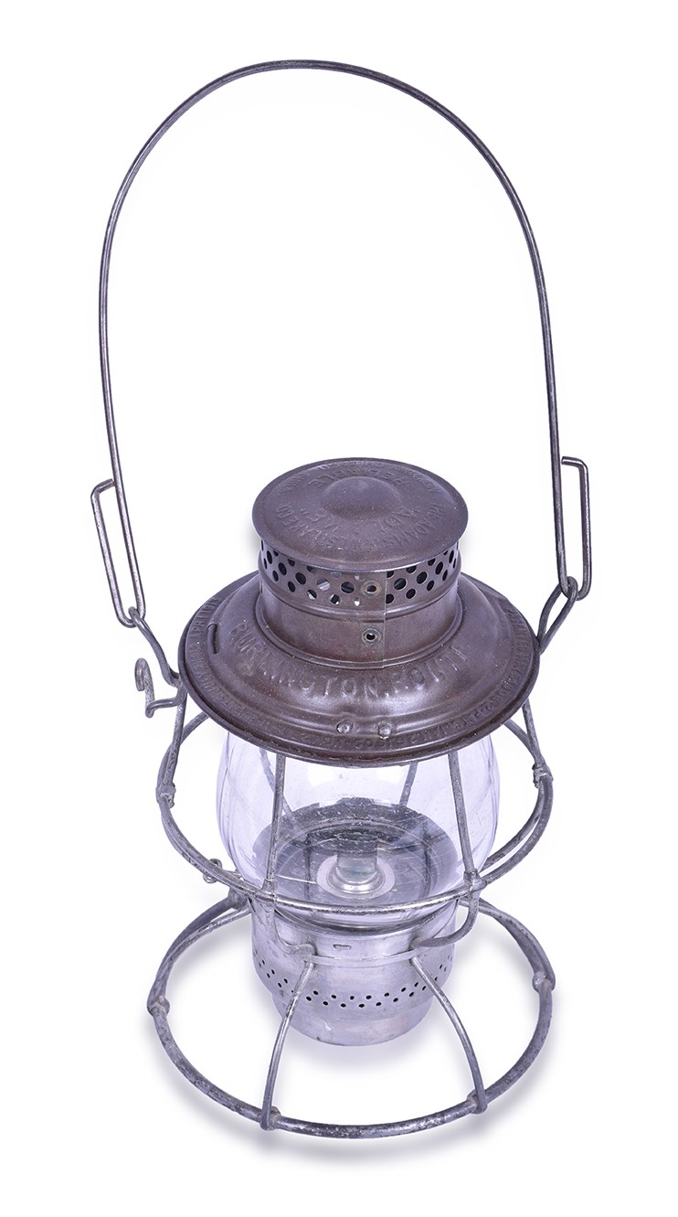 537 - Adams & Westlake Reliable CB&Q / Burlington Railroad Lantern w/ Clear Cast Globe thumbnail