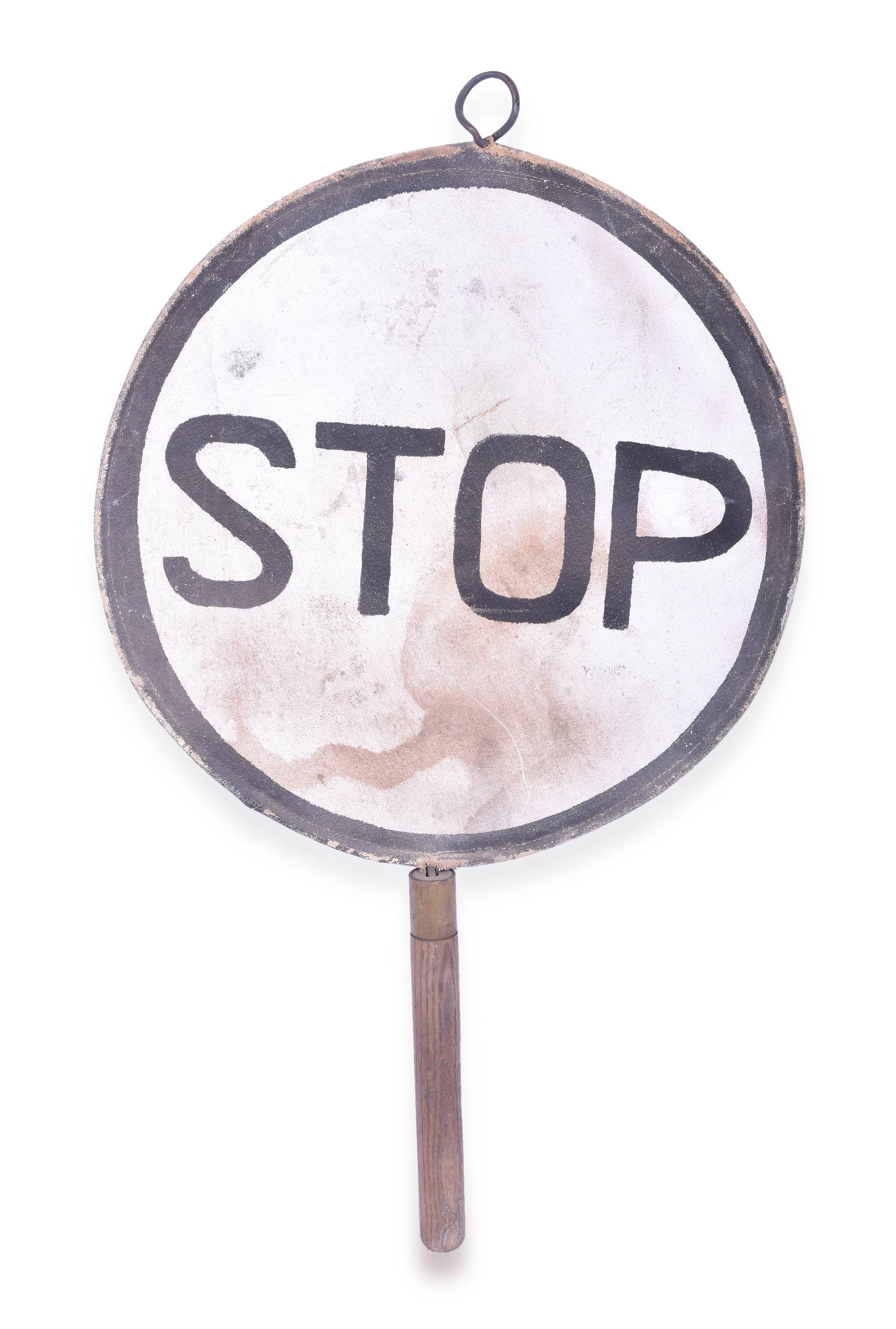 546 - Railroad Watchman Painted Fabric Stop Sign thumbnail