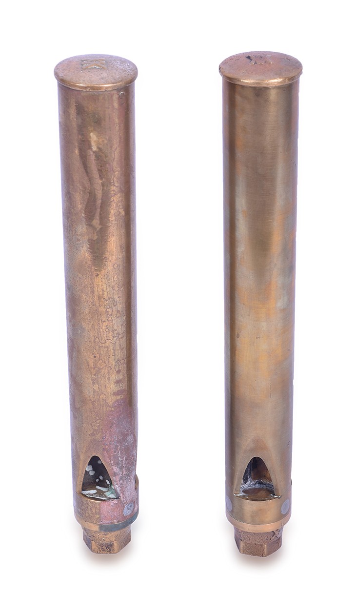 547 - Pair of Westinghouse 13 1/2 Brass Whistles thumbnail