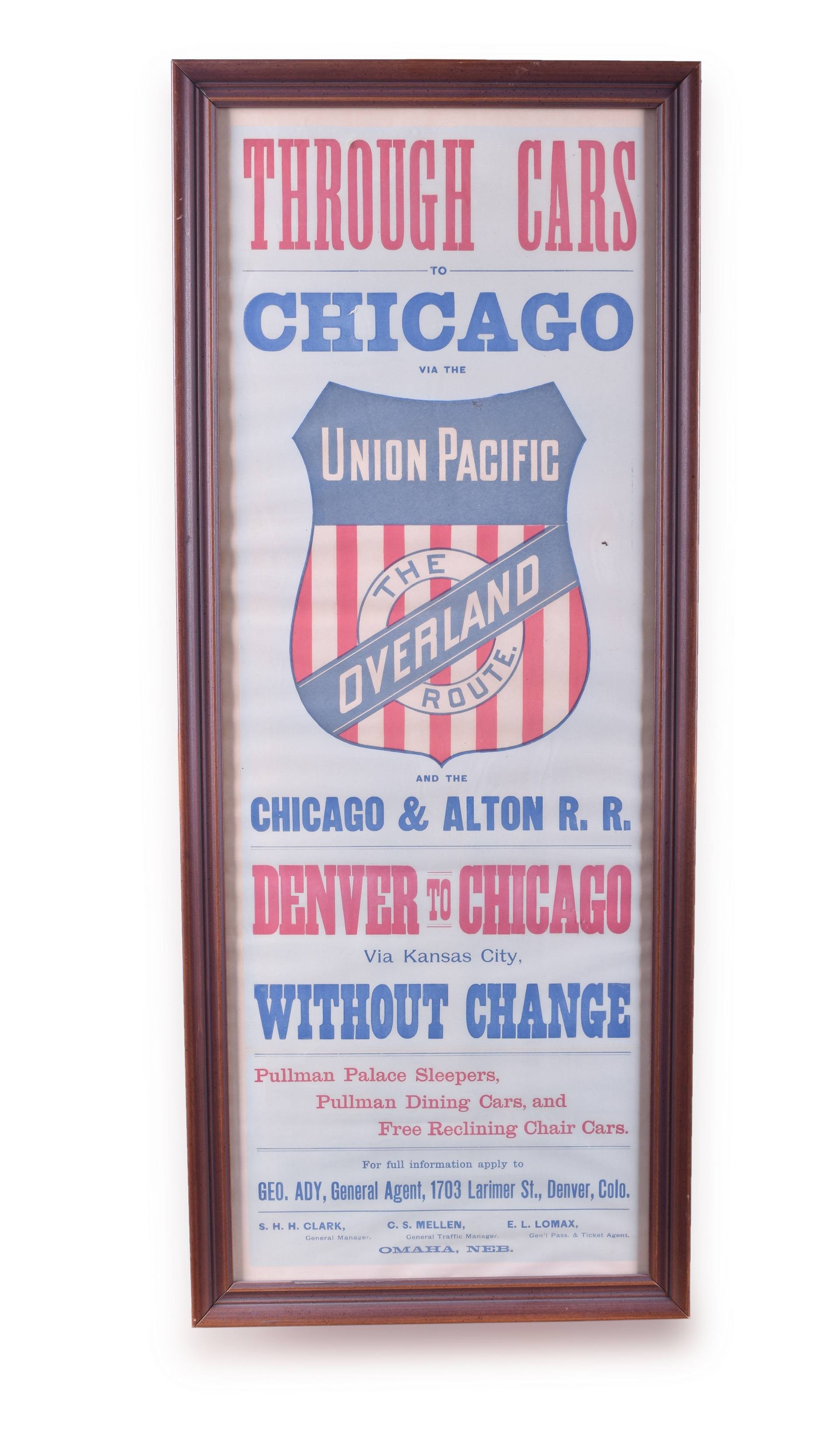 556 - Union Pacific / Chicago & Alton Railroad - Through Cars to Chicago- Advertising Broadsheet thumbnail