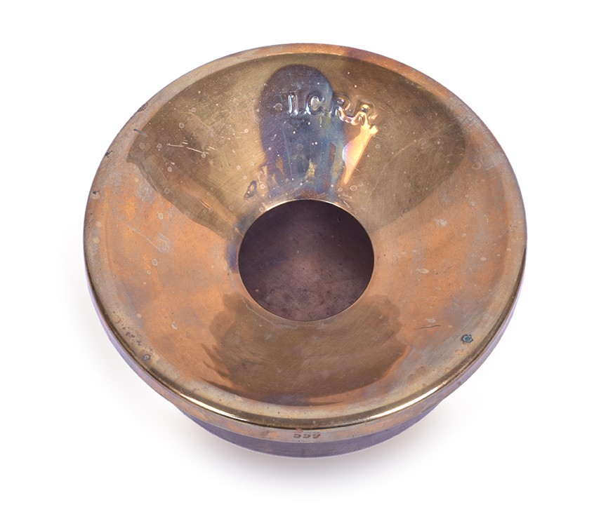 559 - Adlake Brass / Copper Illinois Central Railroad Spittoon thumbnail