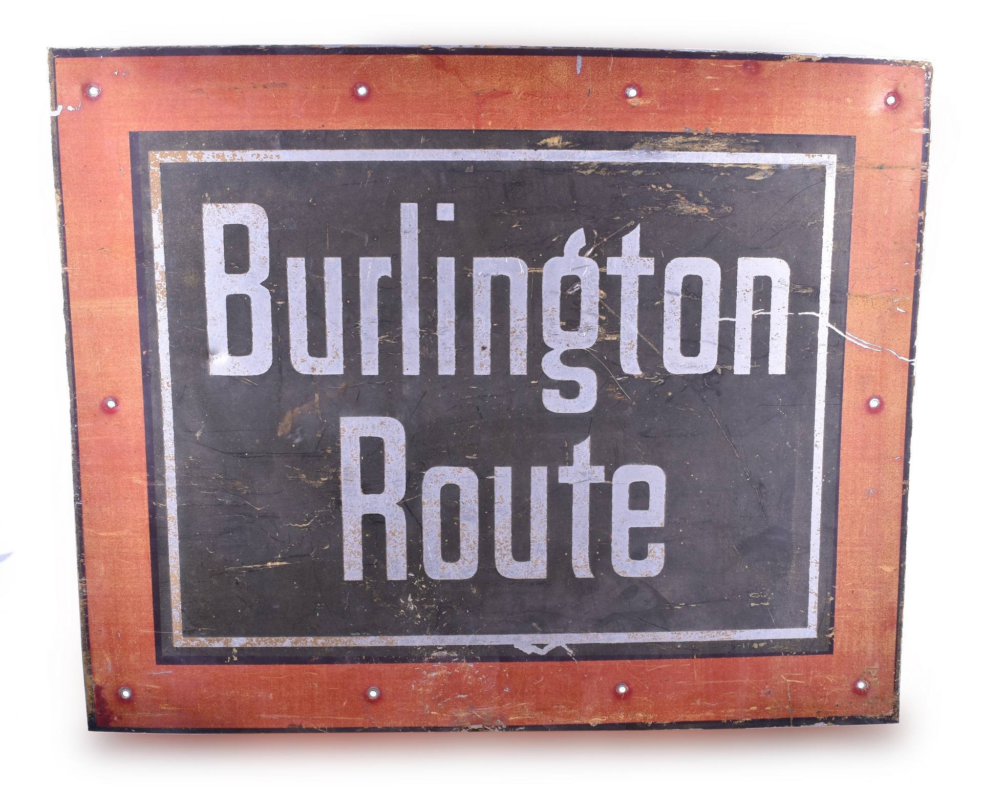 578 - Burlington Route / CB&Q Railroad Aluminum Herald Sign thumbnail